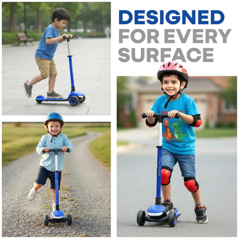 R For Rabbit Road Runner Jazz Scooter For Kids With ABEC7 Bearings LED PU Wheels & Foldable Frame - Blue Black