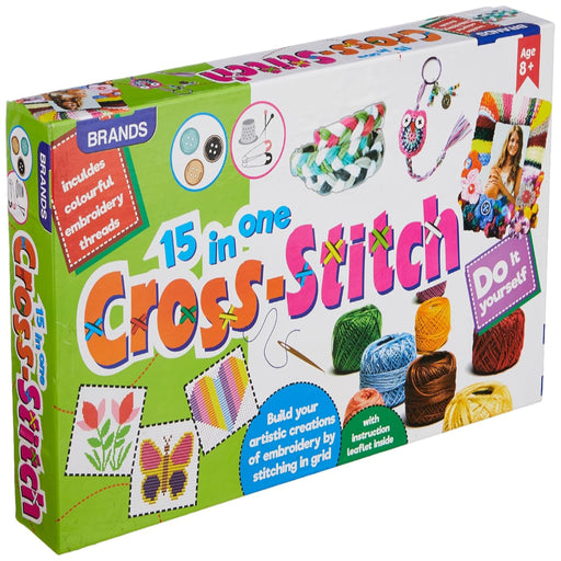 Brands 15 in 1 Cross-Stitch DIY Knitting and Weaving Kit for Kids-Arts & Crafts-Play Craft-Toycra