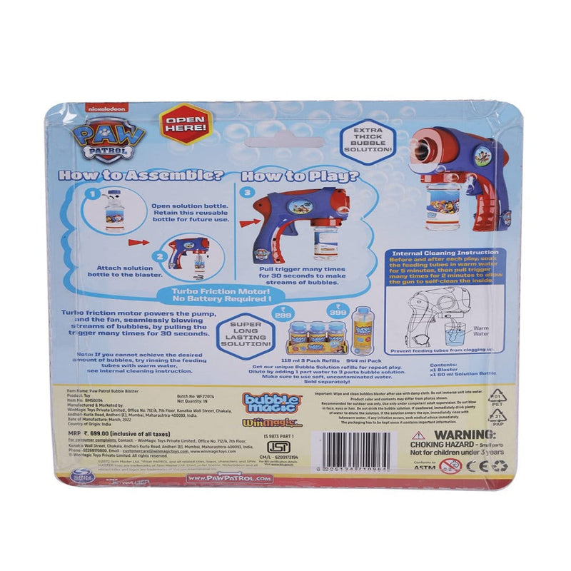 Bubble Magic Paw Patrol Turbo Powered Bubble Blaster