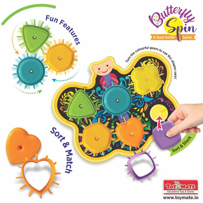 Butterfly Spin - A Gear Sorter Toy for Kids Age 18-36 Months-simple-Toymate-Toycra