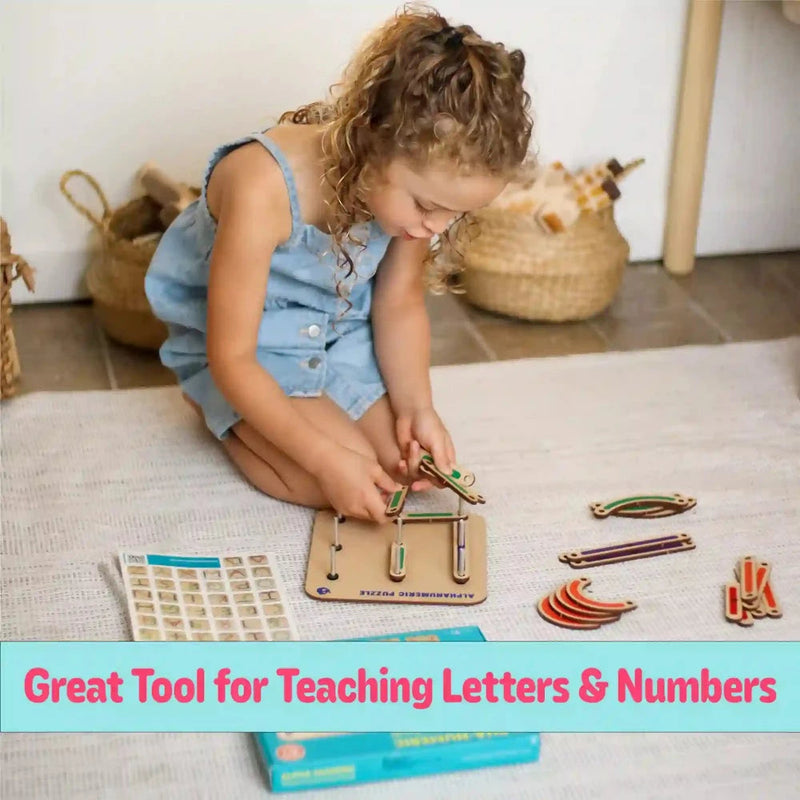 ButterflyEduFields Wooden Alphabets Numbers Construction Puzzle