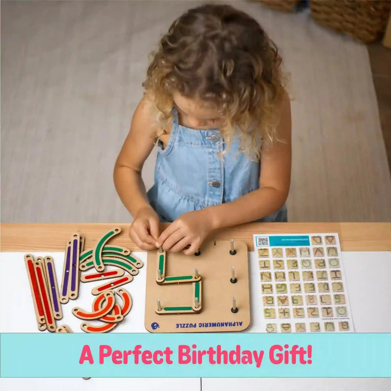 ButterflyEduFields Wooden Alphabets Numbers Construction Puzzle