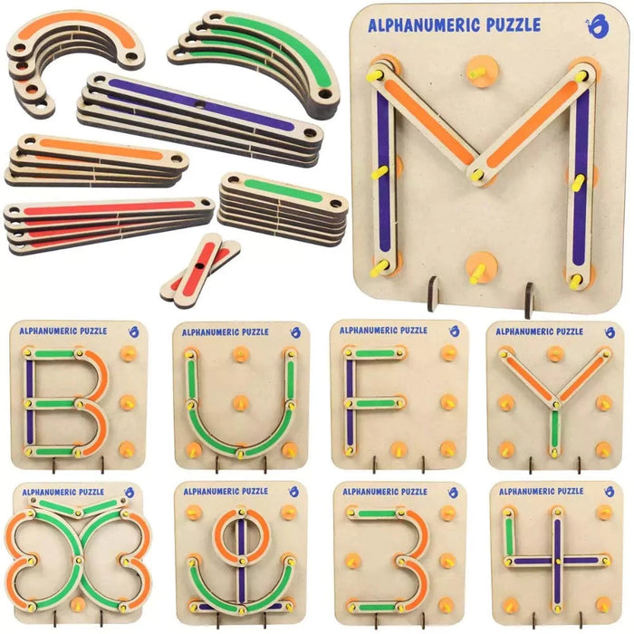 ButterflyEduFields Wooden Alphabets Numbers Construction Puzzle-Puzzles-ButterflyEduFields-Toycra