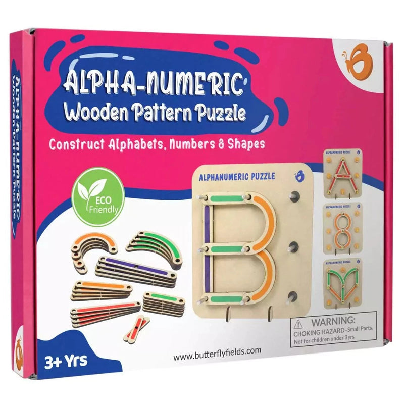 ButterflyEduFields Wooden Alphabets Numbers Construction Puzzle