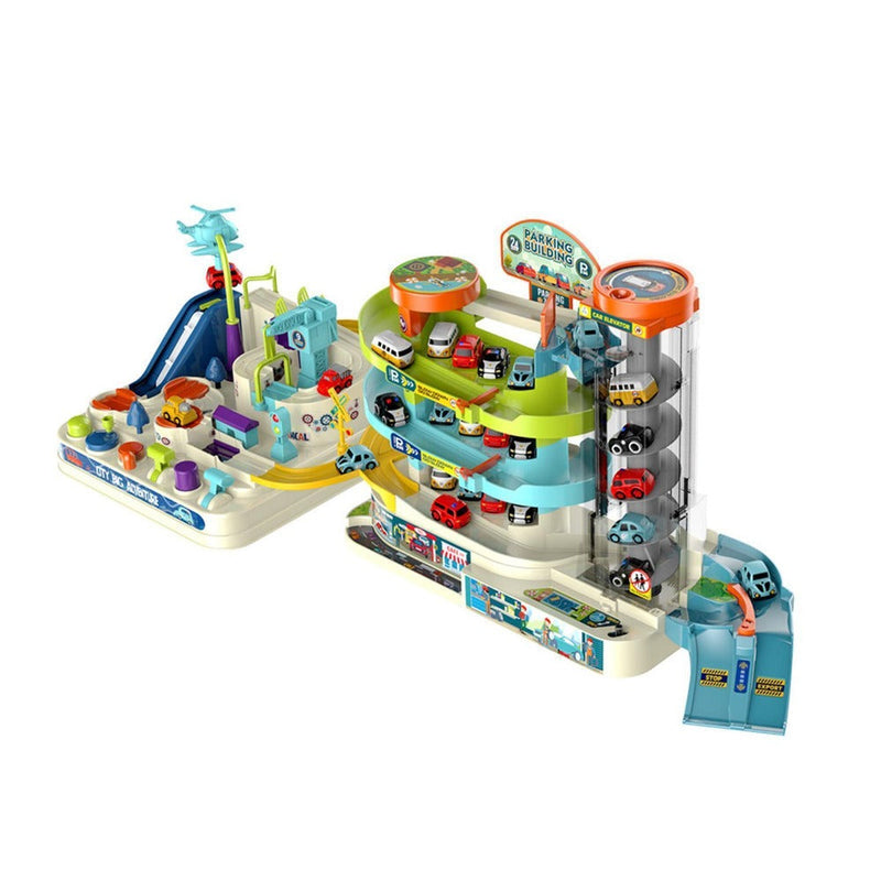 Car Adventure & Parking Building Toy Set with Music and Light