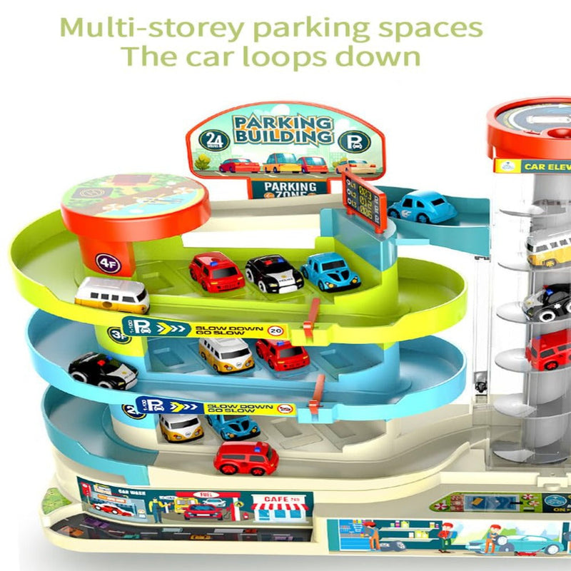 Car Adventure & Parking Building Toy Set with Music and Light