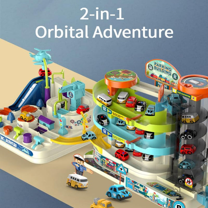 Car Adventure & Parking Building Toy Set with Music and Light
