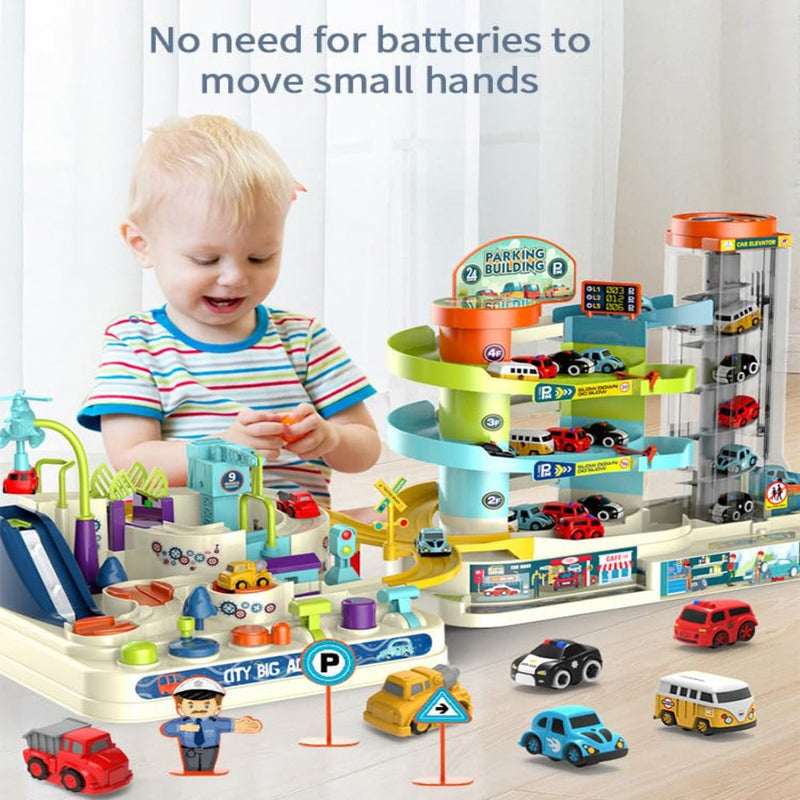 Car Adventure & Parking Building Toy Set with Music and Light
