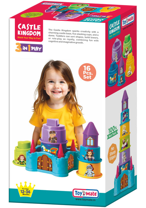 Castle Kingdom 🏰 – 3-in 1 Stack, Build & Sort Toy Set (16 Pcs)-Toymate-Toycra