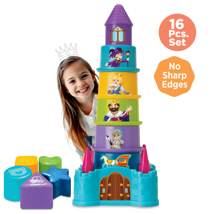Castle Kingdom 🏰 – 3-in 1 Stack, Build & Sort Toy Set (16 Pcs)-Toymate-Toycra
