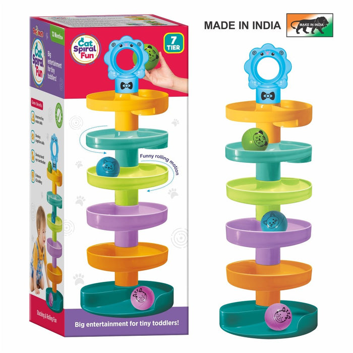 Cat Spiral Fun – 7-Tier Rolling Ball Tower for Toddlers (12+ Months)-simple-Toymate-Toycra
