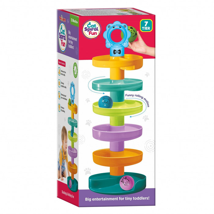 Cat Spiral Fun – 7-Tier Rolling Ball Tower for Toddlers (12+ Months)-simple-Toymate-Toycra