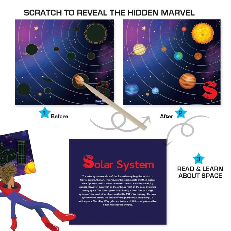 Chalk and Chuckles Scratch Art A to Z Space Adventure