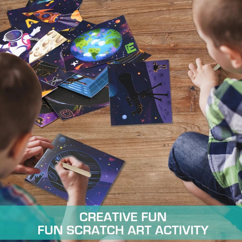 Chalk and Chuckles Scratch Art A to Z Space Adventure
