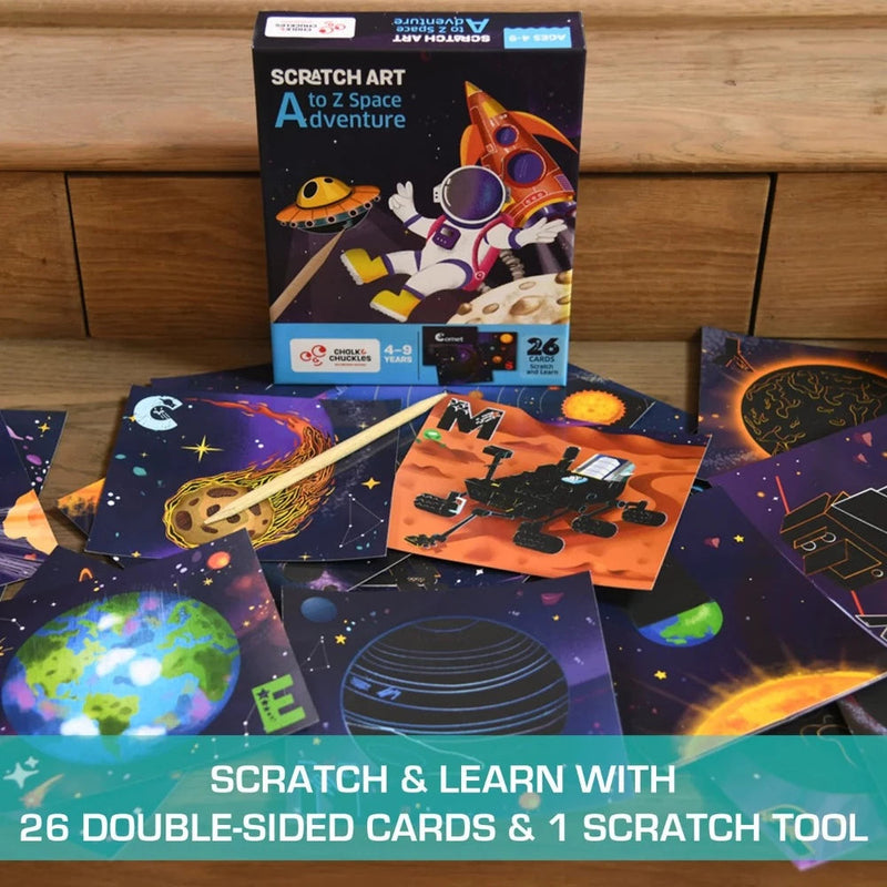 Chalk and Chuckles Scratch Art A to Z Space Adventure