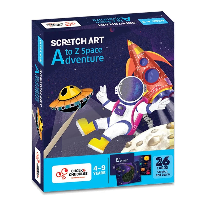 Chalk and Chuckles Scratch Art A to Z Space Adventure