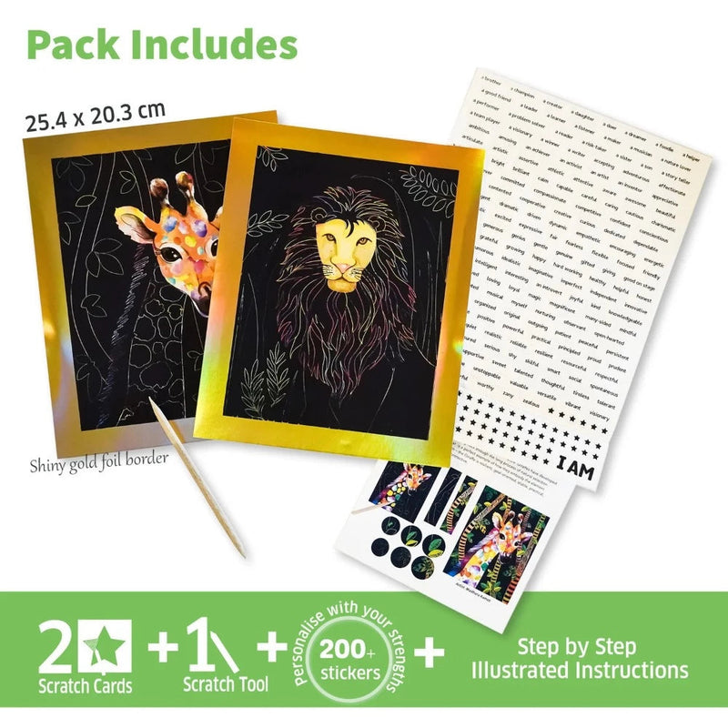 Chalk and Chuckles Scratch Art Animal Power