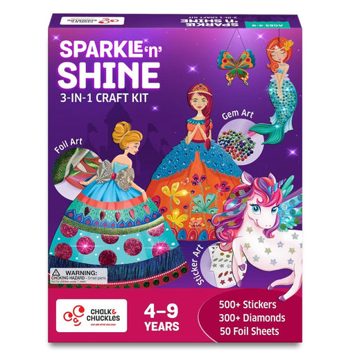 Chalk and Chukles Sparkle & Shine 3-in-1 Craft Kit-Arts & Crafts-Chalk & Chuckles-Toycra