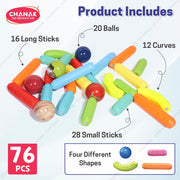 Chanak Magnetic Building Stick & Ball Blocks -76 Piece