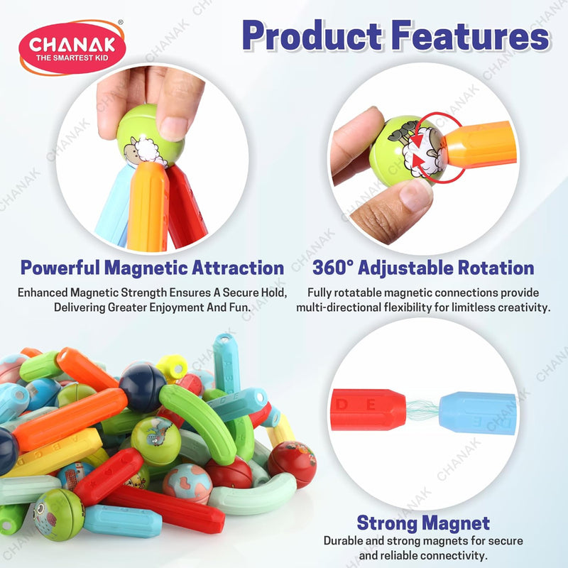 Chanak Magnetic Building Stick & Ball Blocks -76 Piece