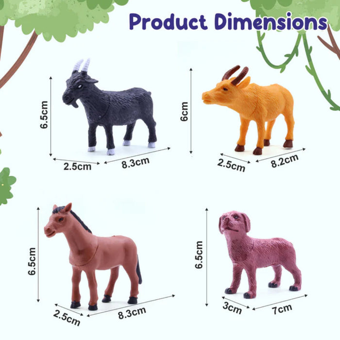 Chanak Realistic Wild & Farm Animal Set for Kids, 8-Piece Plastic Animal Playset