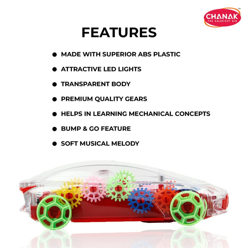 Chanak Transparent Gear Car -Multicolor