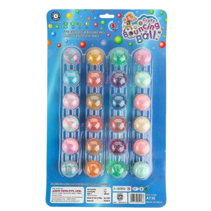 Chanak's Crazy Colourful Bouncing Jumping Balls Blister Pack (24 Balls) Glow in The Dark-Outdoor Toys-Chanak-Toycra