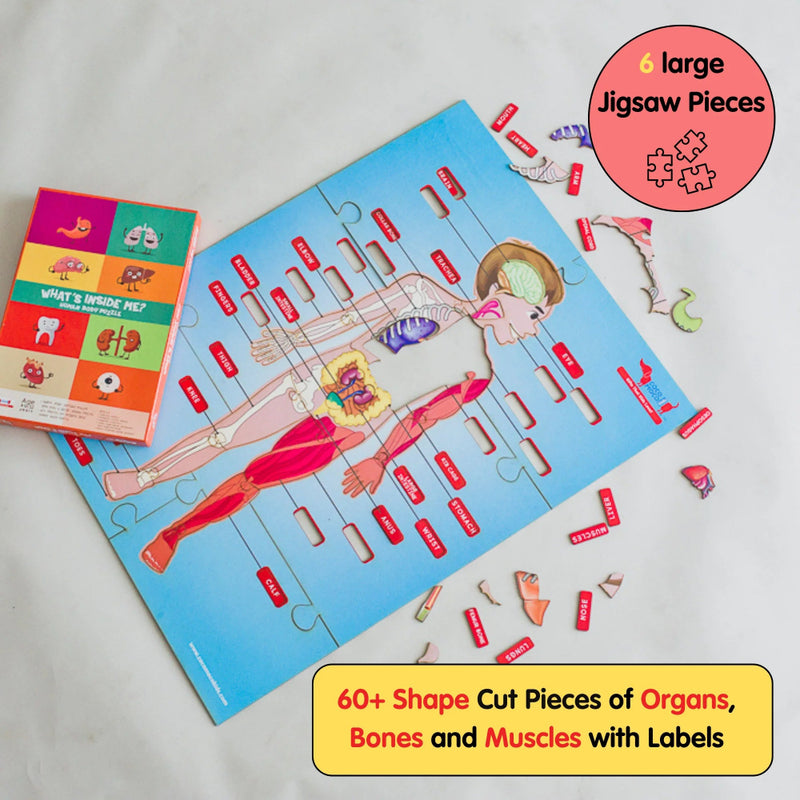 CocoMoco Kids Human Body Wooden Floor Puzzle - 60+ Pieces
