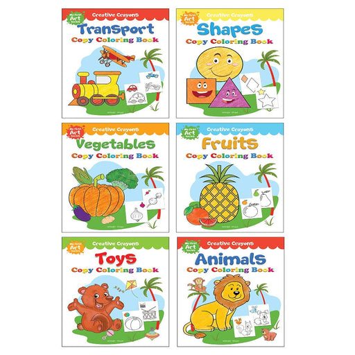 Colouring Books Super Boxset Pack of 6 Crayon Copy Colour Books