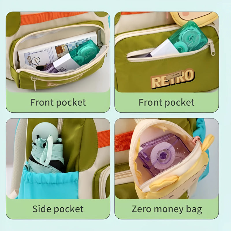 Cool Kids' Retro School Bag with Adorable Coin Pouch