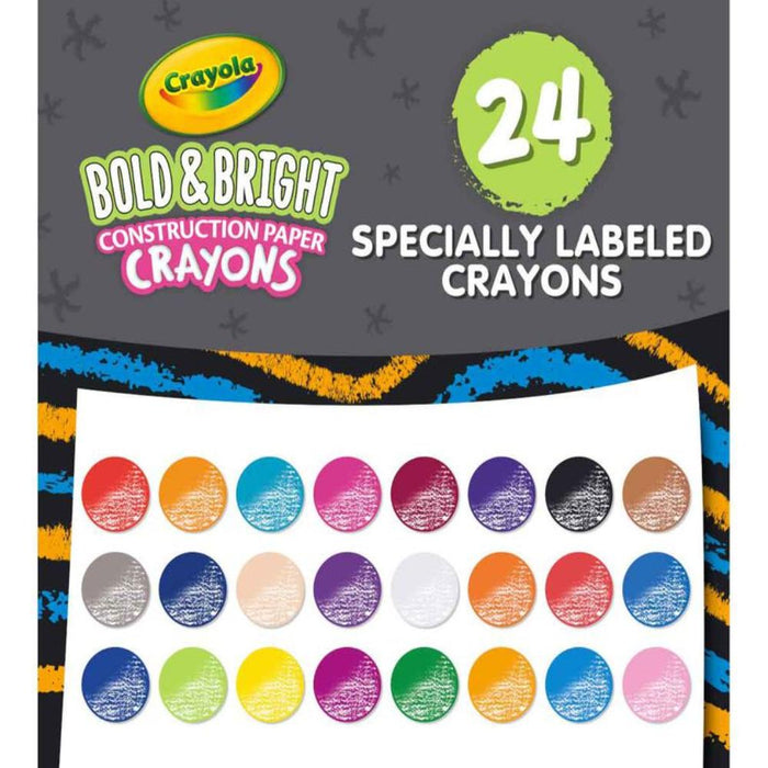 Crayola Bold & Bright Construction Paper Crayons, 24 Count-Arts & Crafts-Crayola-Toycra