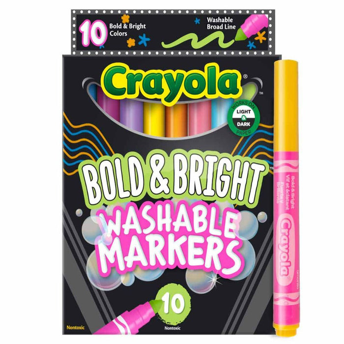 Crayola Bold and Bright Broad Line Washable Markers, 10 Count-Arts & Crafts-Crayola-Toycra