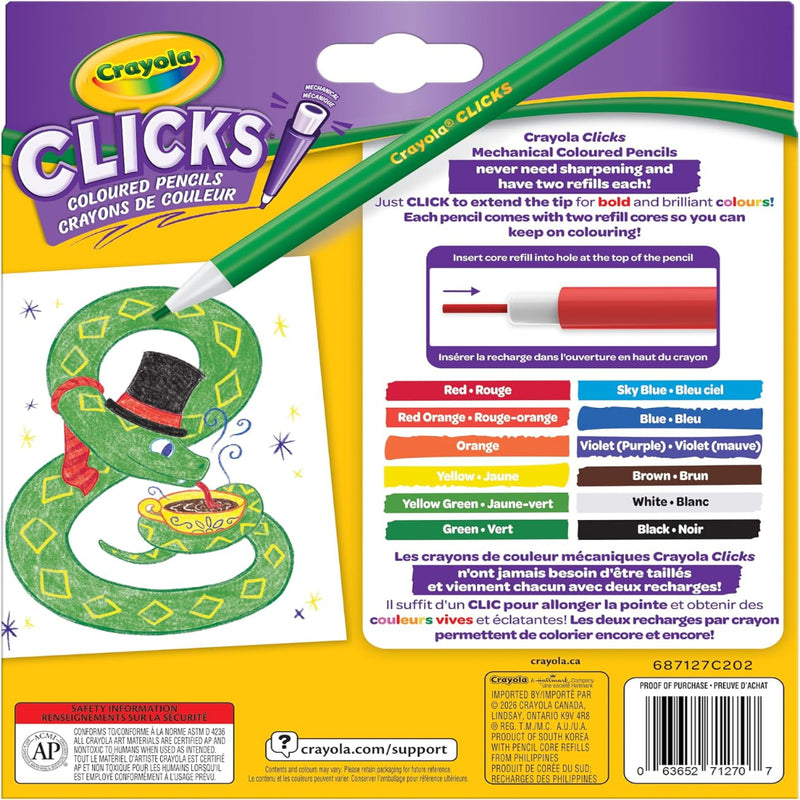 Crayola Clicks Mechanical Coloured Pencils 12 Count