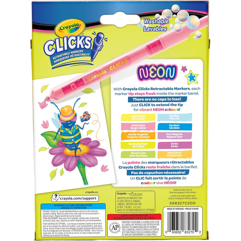 Crayola Clicks Retractable Markers - Neon, 10 Count
