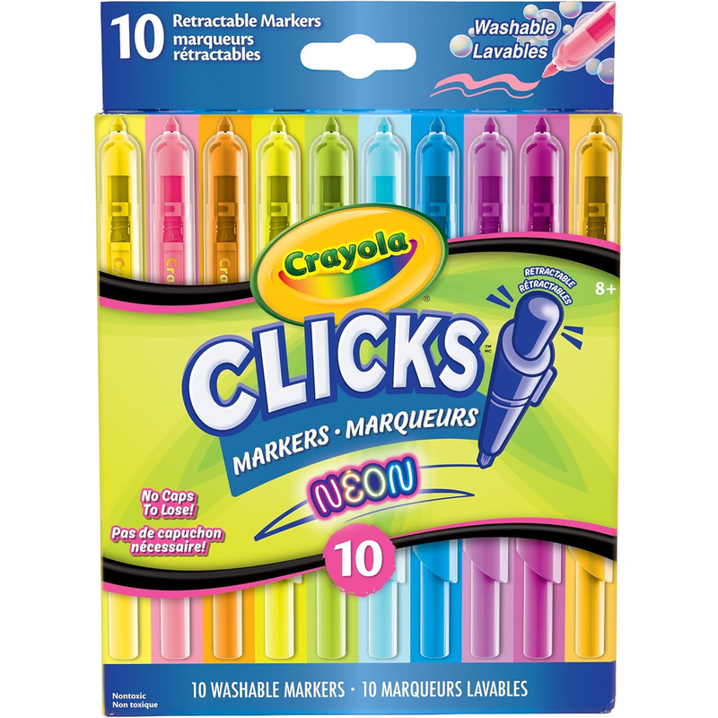 Crayola Clicks Retractable Markers - Neon, 10 Count