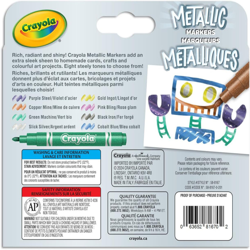Crayola Metallic Markers, 8 Count
