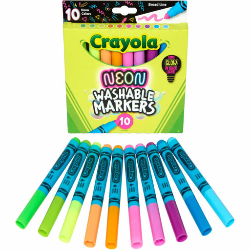 Crayola Neon Washable Markers, Broad Line, 10 Count-Arts & Crafts-Crayola-Toycra