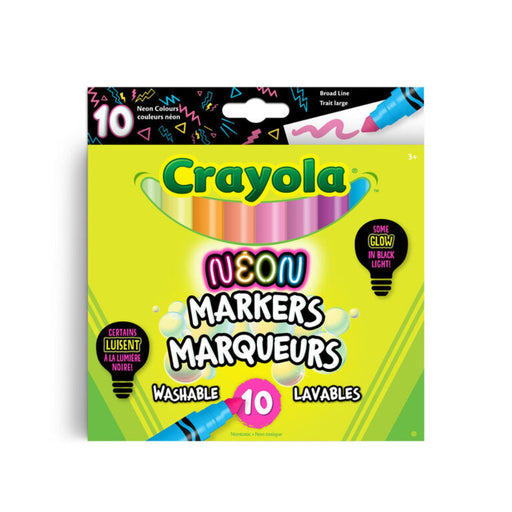 Crayola Neon Washable Markers, Broad Line, 10 Count-Arts & Crafts-Crayola-Toycra