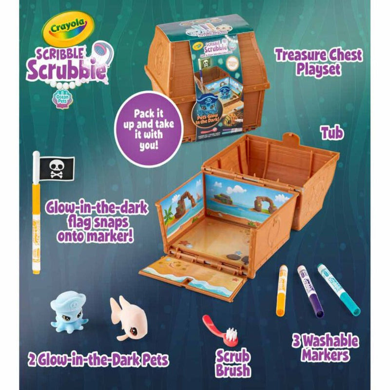 Crayola Scribble Scrubbie Pets Glow Ocean Treasure Chest Playset
