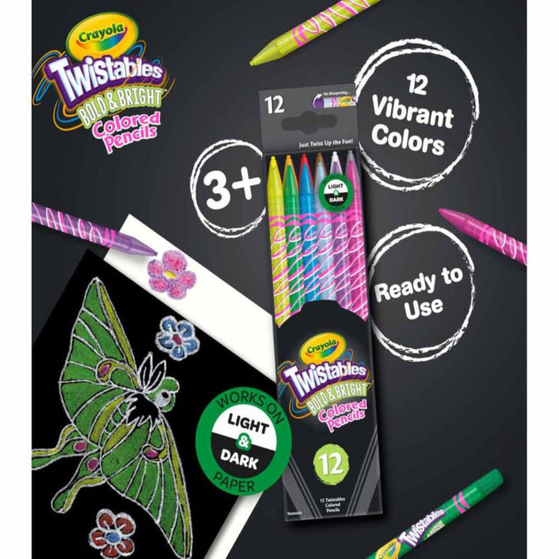 Crayola Twistables Colored Pencils, Bold & Bright, 12 Count