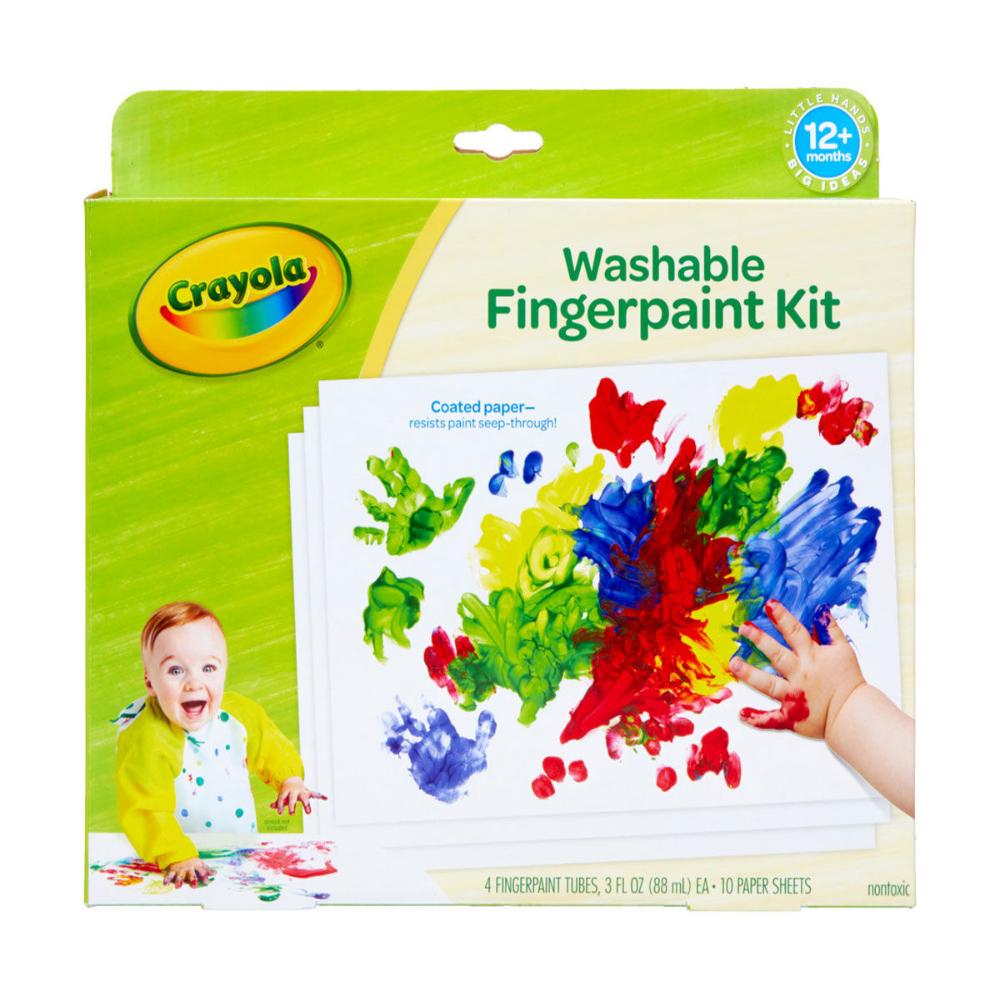 Crayola Washable Finger Paint Set, Toddler Paint Kit, 4 Tubes Of Paint, 10 Sheets Of Paper, Gift