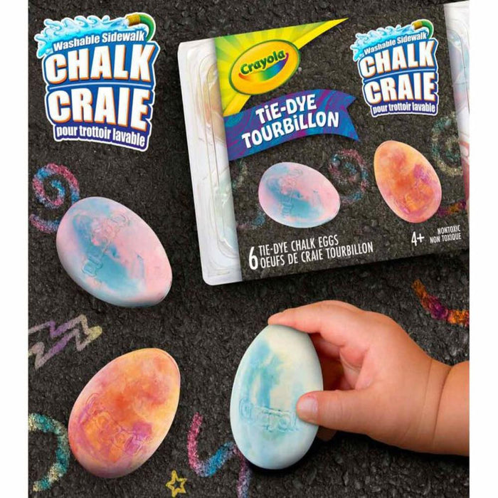 Crayola Washable Sidewalk Chalk Eggs, Tie-Dye, 6 Count-Arts & Crafts-Crayola-Toycra