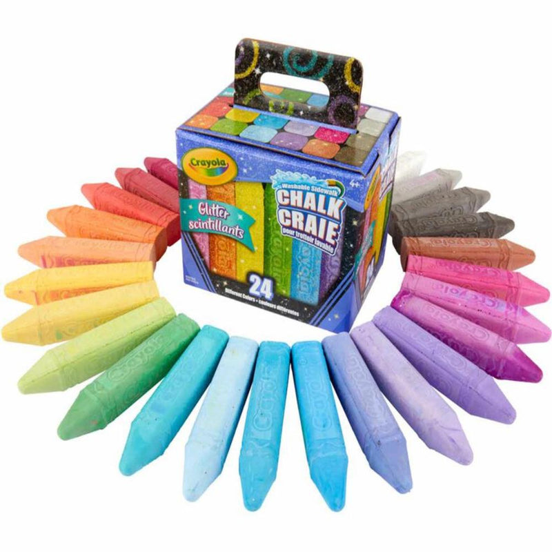 Crayola Washable Sidewalk Chalk, Glitter, 24 Count