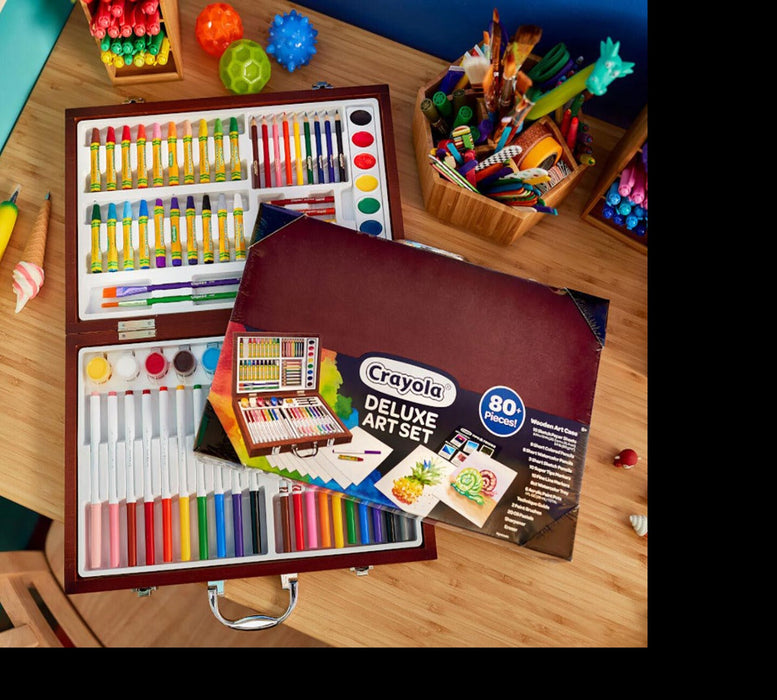 Crayola Wooden Deluxe Art Set, 80+ Pcs-Arts & Crafts-Crayola-Toycra