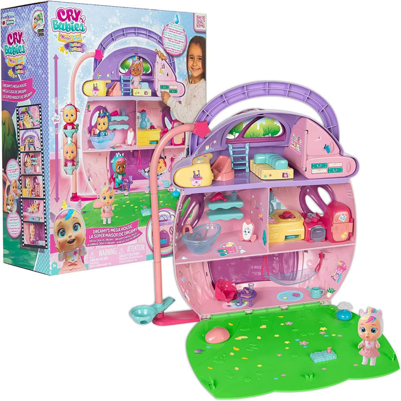 Cry Babies Magic Tears Dream's Mega Doll House - 3 Stories, 25+ Accessories-Pretend Play-Cry Babies-Toycra