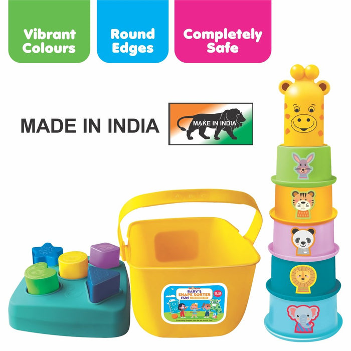 Cuppy Shappy – 3-in-1 Stacking &amp; Sorting Fun for Toddlers (12-36 Months)-simple-Toymate-Toycra