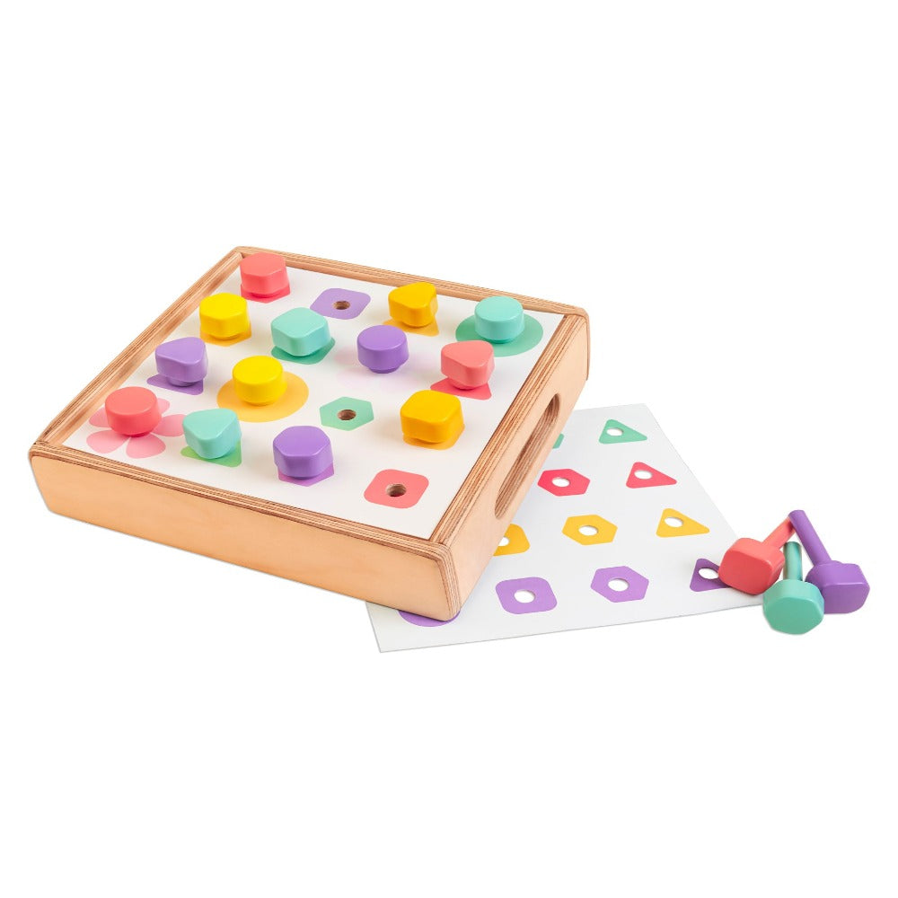Curious Cub Shape and Colour Matching Peg Board - Multi Colour