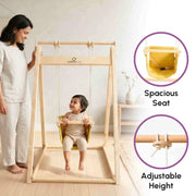 Curious Cub Wooden Baby Swing with Stand