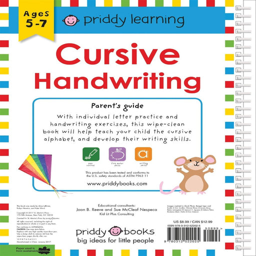 Cursive Handwriting (Ages 5-7)-Activity Books-Priddy Books-Toycra