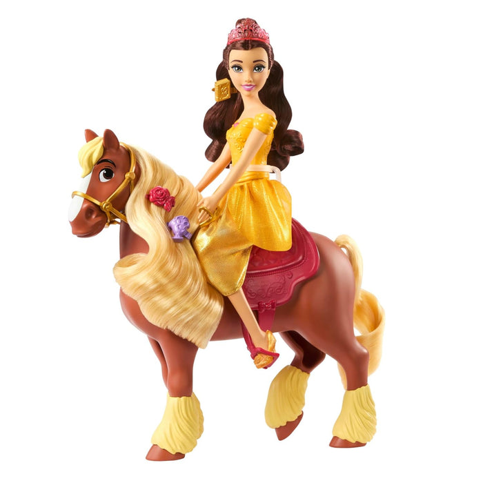 Disney Mattel Princess Toys, Belle Fashion Doll & Philippe Horse with Saddle, Brushable Mane & Tail & 4 Styling Accessories, Inspired by Movie-Dolls-Barbie-Toycra